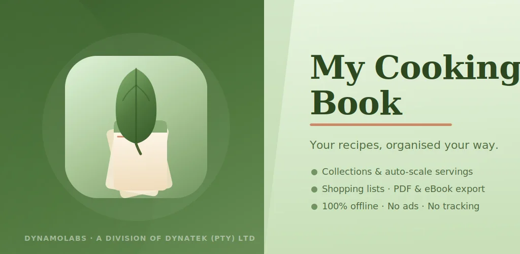 My Cooking Book — Your recipes, organised your way.