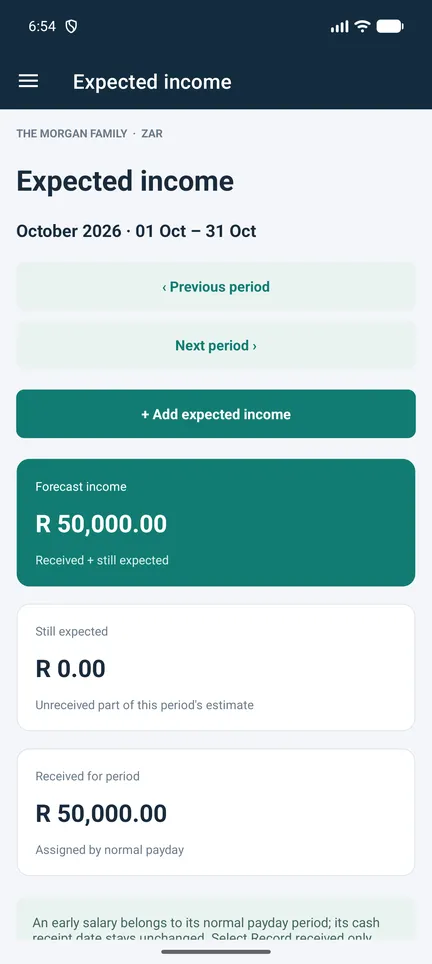 Family Nest Income screen