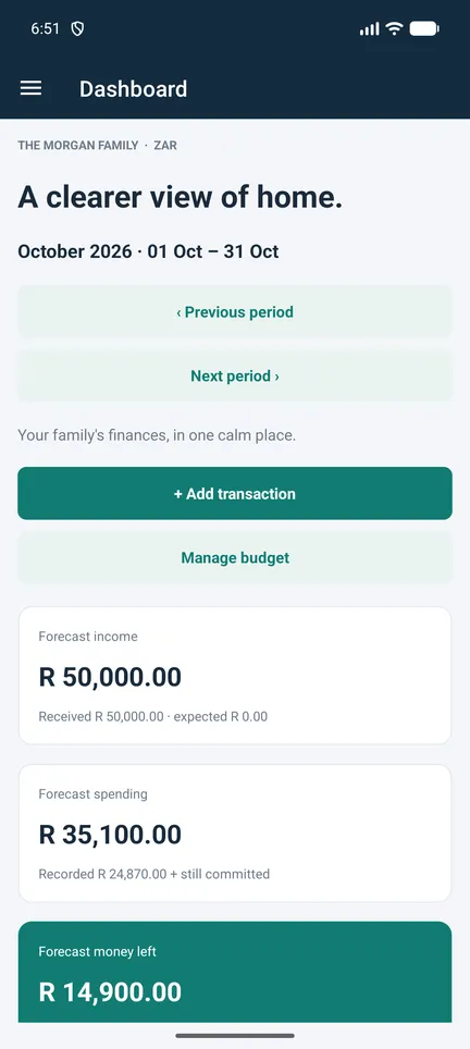 Family Nest Dashboard screen